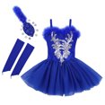 thumbnail image 2 of inhzoy Girls Sparkle Beaded Ballet Dress Swan Dance Outfit Tutu Skirt Blue 14, 2 of 8