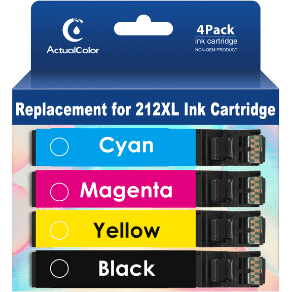 ACTUALCOLOR C Ink Cartridges Compatible for Epson Ink 212 Ink Cartridge 212XL for WF-2850XP-4100 Printer (4 Pack)