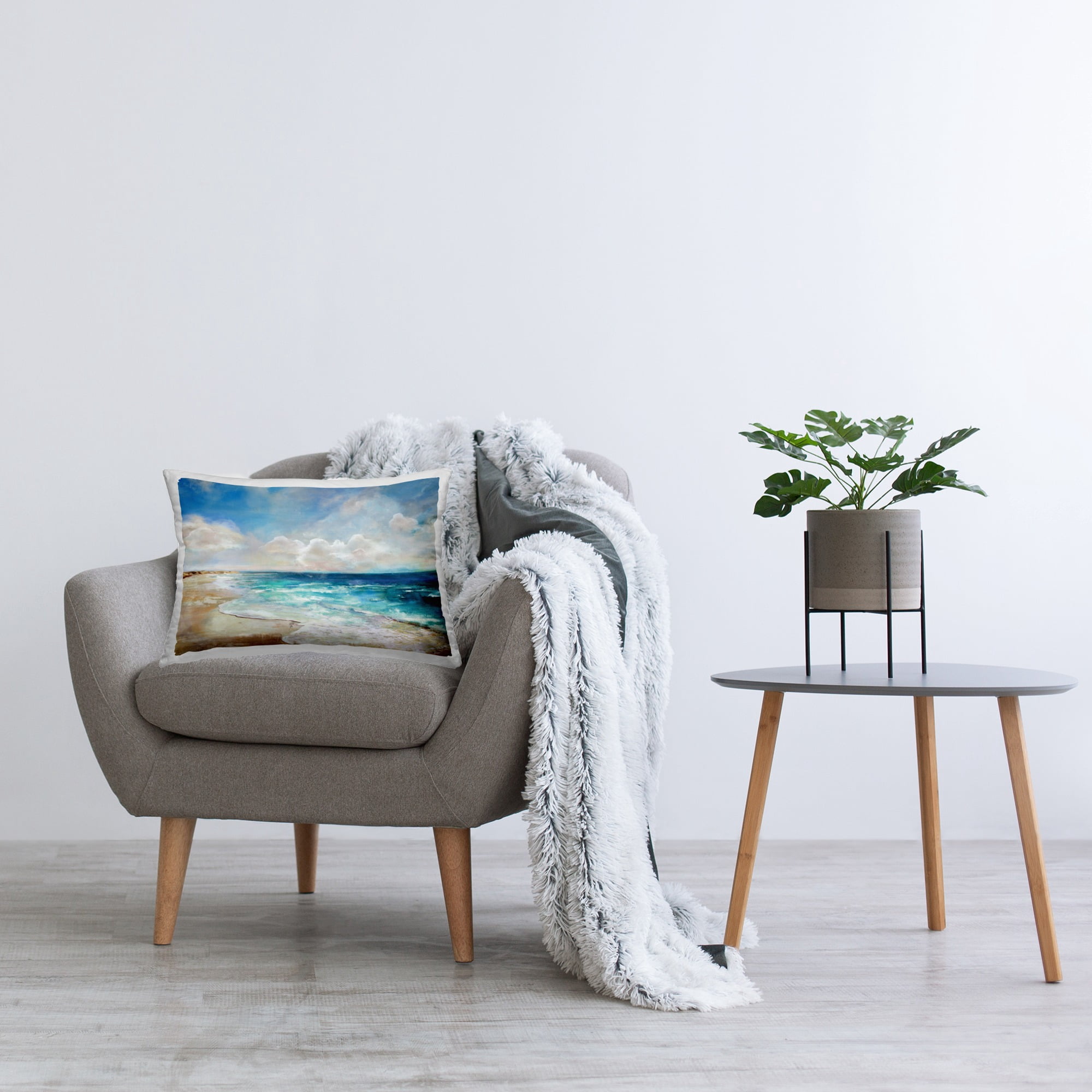 Stupell Industries Rolling Waves & Cloudy Sky Decorative Printed Throw Pillow, 14 x 20