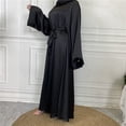 thumbnail image 4 of Maxi Vestido De Mujer Musulmana Maxi vestido de mujer árabe Dubai Turquía Musulmane satén Hijab vestido bata (negro XXL) Kuymtek para Mujer Negro T M, 4 of 8