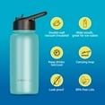 thumbnail image 5 of BluePeak Double Wall Insulated Stainless Steel Water Bottle With Straw - 32 Oz Wide Mouth Flask Thermos With Handle & Extra Lid, Keeps Drink Cold Or Hot For Sports, Hiking, Workout (Aqua), 5 of 5