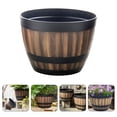 thumbnail image 2 of Imitation Wooden Barrel Retro Imitated Wood Plastic Planting Flower Pot, 2 of 7