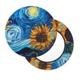 thumbnail image 2 of Balery Starry Night Sunflower Field Fundas de asiento para taburete de bar redondo de tela de terciopelo ajustables que protegen de arañazos y manchas para sillas de 14 a 17 pulgadas.-12 inch, 2 of 7