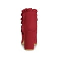 thumbnail image 4 of Unique Bargains Women's Ruffle Block High Heels Ankle Boots Red (Size 9), 4 of 8