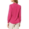 thumbnail image 4 of INSPIRE CHIC Women's Stand Collar Pleated Button Keyhole Button Blouse M Rose Red, 4 of 8
