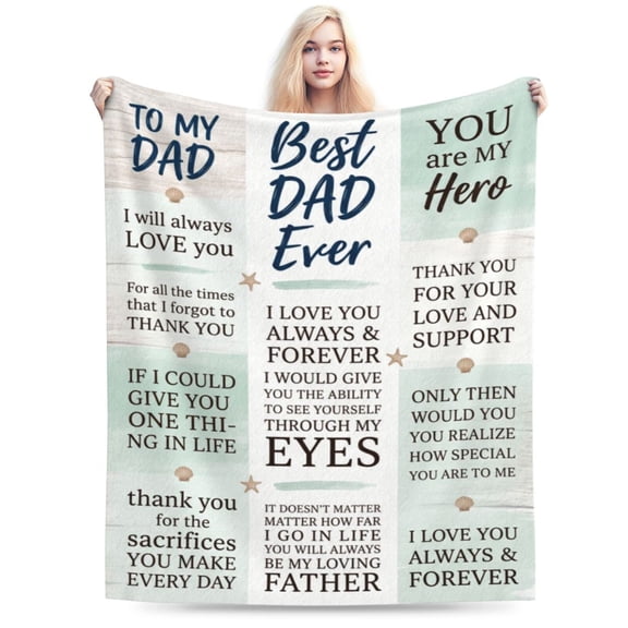 Gift for Dad Birthday, Dads Gift from Daughter Son, Father Birthday Present for Dads Who Want Nothing, Best Daddy Ever Gift, Father Flannel Blanket 50x40