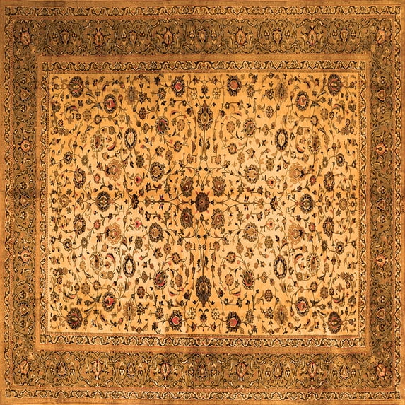 Ahgly Company Indoor Square Persian Orange Traditional Area Rugs, 6' Square