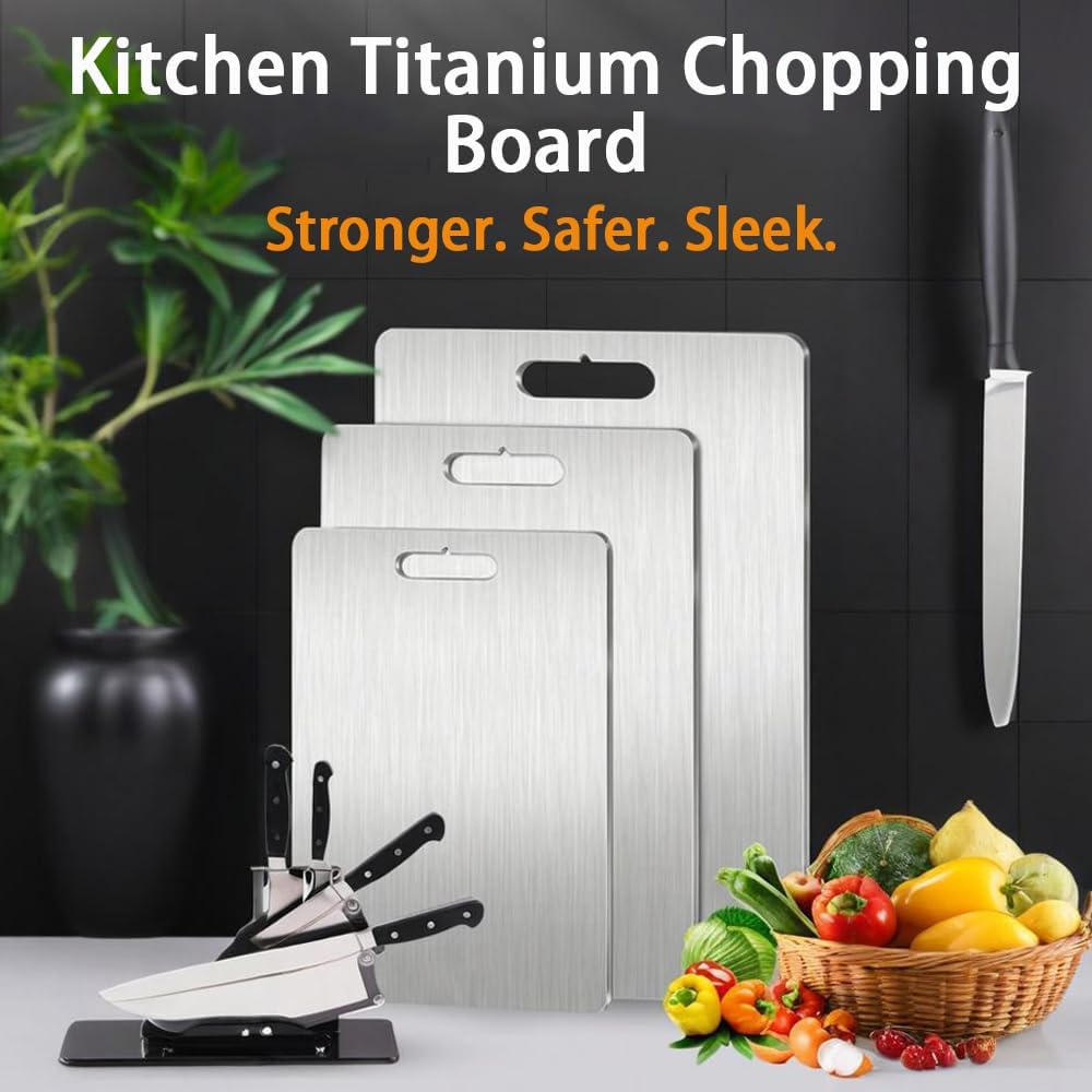 2025 New Katuchef Titanium Cutting Boards for Kitchen, Katuchef Cutting Board, Large Double-Sided Design Allows for Separate Preparation of Raw and Cooked Food