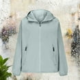 thumbnail image 4 of XPMWRP Women's Waterproof Hooded Casual Jacket Loose Windbreaker Long Sleeved Coat Solid Color Stand Collar Zipper Jacket With Pockets Green XXL, 4 of 9