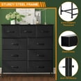 thumbnail image 6 of 9 Drawer Dresser, Wide Chest Of Drawers Nightstand Storage Tower Storage Dresser Fabric Dresser With Wood Top for Living Room, Bedroom, Hallway, Black, 6 of 6