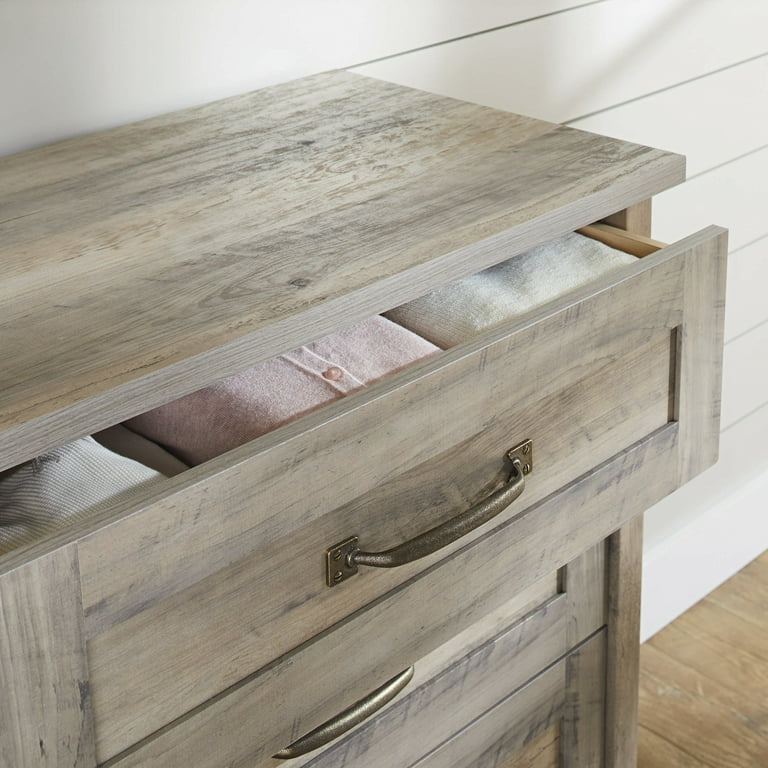 Nadra 4 Drawer Dresser for Bedroom, Chest of Drawers Organizer Storage, Farmhouse Wood Rustic Tall Dresser Winston Porter Color: Gray