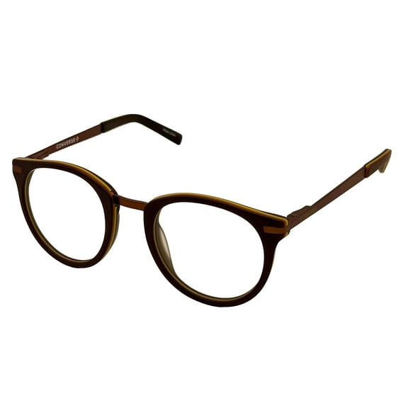 Converse Mens Soft Plastic Round Eyeglass Frames, Model A218, Brown, 46mm, 1 Pair
