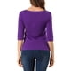 thumbnail image 3 of CAMISETAS CASUAL DE AJUSTE SLIM CON CUELLO BARCO Y MANGAS ALBARDADAS PARA MUJER INSPIRAR CHIC COLOR PÚRPURA PROFUNDO TALLA XL, 3 of 7