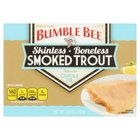 (2 Pack) Bumble Bee Smoked Trout Fillets in Canola Oil, Canned Food, Canned Trout, Gluten Free Snacks, High Protein Snacks, 3.8oz (Best Canned Smoked Oysters)