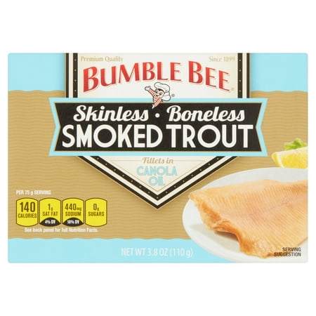 - (2 Pack) Bumble Bee Smoked Trout Fillets in Canola Oil, Canned Food, Canned Trout, Gluten Free Snacks, High Protein Snacks, 3.8oz can