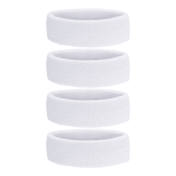 Bandas de sudor Uxcell, banda de sudor de tela de rizo para mujeres y hombres, deportes de baloncesto, tenis atlético, blanca, 4 piezas
