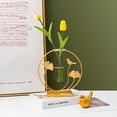 thumbnail image 3 of Metal Frame Tube Vase Tube Glass Planter Terrarium Geometric Metal Frame Vase 19.5x21x7.5cm  Hexagonal, 3 of 6