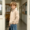 thumbnail image 6 of ZBSOKO Boys Jackets Full Zip Stand Collar Long Sleeve Casual Jacket Waffle Knit Solid Color 3-14Years Stylish Outerwear for Fall Winter, 6 of 6
