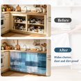 thumbnail image 4 of Teal Blue Cabinet Curtain 32"Wx55"L,Dustproof Pantry Door Curtain W/ Self Adhesive Tape,Modern Oil Painting Abstract Ombre Geometric Tall Storage Cover Privacy Drape for Bathroom Kitchen Laundry Room, 4 of 9