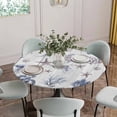 thumbnail image 5 of Vintage Coastal Round Tablecloth for 36-44 Inch Tables,Fitted Table Cover with Elastic Edge,Nautical Summer Beach Sea Turtle Starfish Waterproof Outdoor Table Cloth Protector for Patio Garden Dinner, 5 of 9