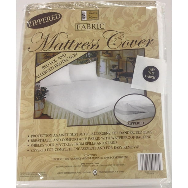 Zippered Fabric Mattress Cover, Protects Against Bed Bugs, King