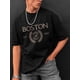 thumbnail image 1 of Men's Boston Letter Print Casual Tee - Soft Polyester, Round Neck, Short Sleeve T-Shirt for All Seasons, 1 of 6