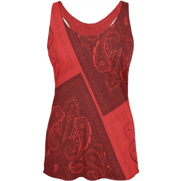 Bandana Paisley Womens Soft Racerback Tank Top Vintage Red X-LG