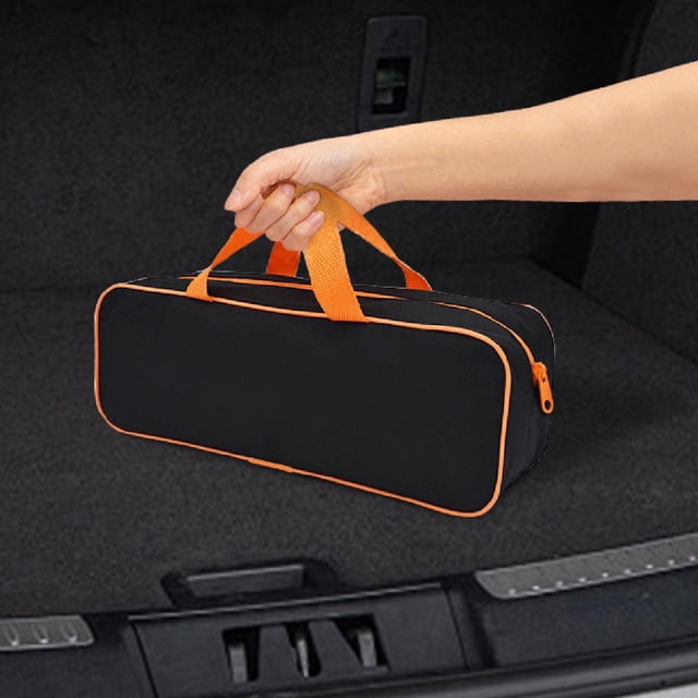 DYNWAVECA Sac de Rangement pour Ustensiles de Grill Sac de Grill Étanche Résistant à l'Usure Conteneur de Rangement pour Outils de Grill pour Barbecue Voyage Randonnée S Orange Noir