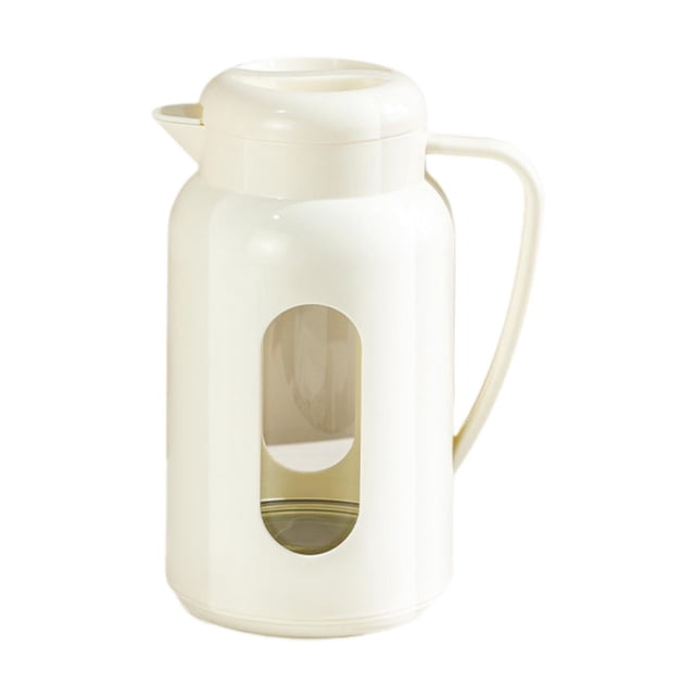 Jarra de agua, recipiente hermético para bebidas frías, jarra de agua, tetera, hervidor con tapa. Blanco