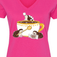 thumbnail image 4 of Inktastic Cute Hot Chocolate Hedgehogs Women's V-Neck T-Shirt, 4 of 5