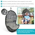 thumbnail image 3 of Sunnydaze Cordelia Resin Wicker Egg Hanging Chair with Cushions, Gray, 3 of 9