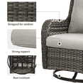 thumbnail image 5 of Opohoro 2-Piece Wicker Rattan Swivel Rocking Glider Chairs with Cushions for Patio, Porch, Backyard, 5 of 10