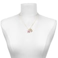 thumbnail image 2 of Delight Jewelry Silver-tone Pink Plumeria Flower - Large Goldtone Crystal Initial - B - Charm Necklace, 17.5"+2", 2 of 4
