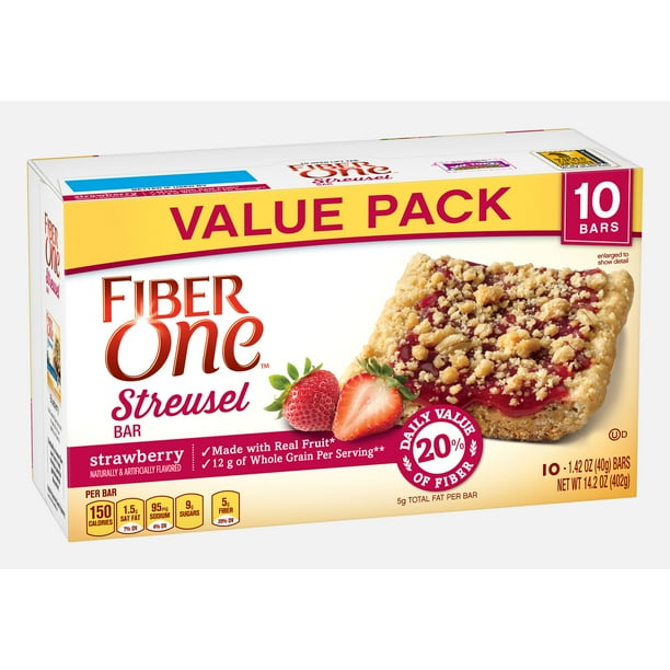Fiber One Strawberry Streusel Dessert Bar 10 Fiber Bars 14.2 oz