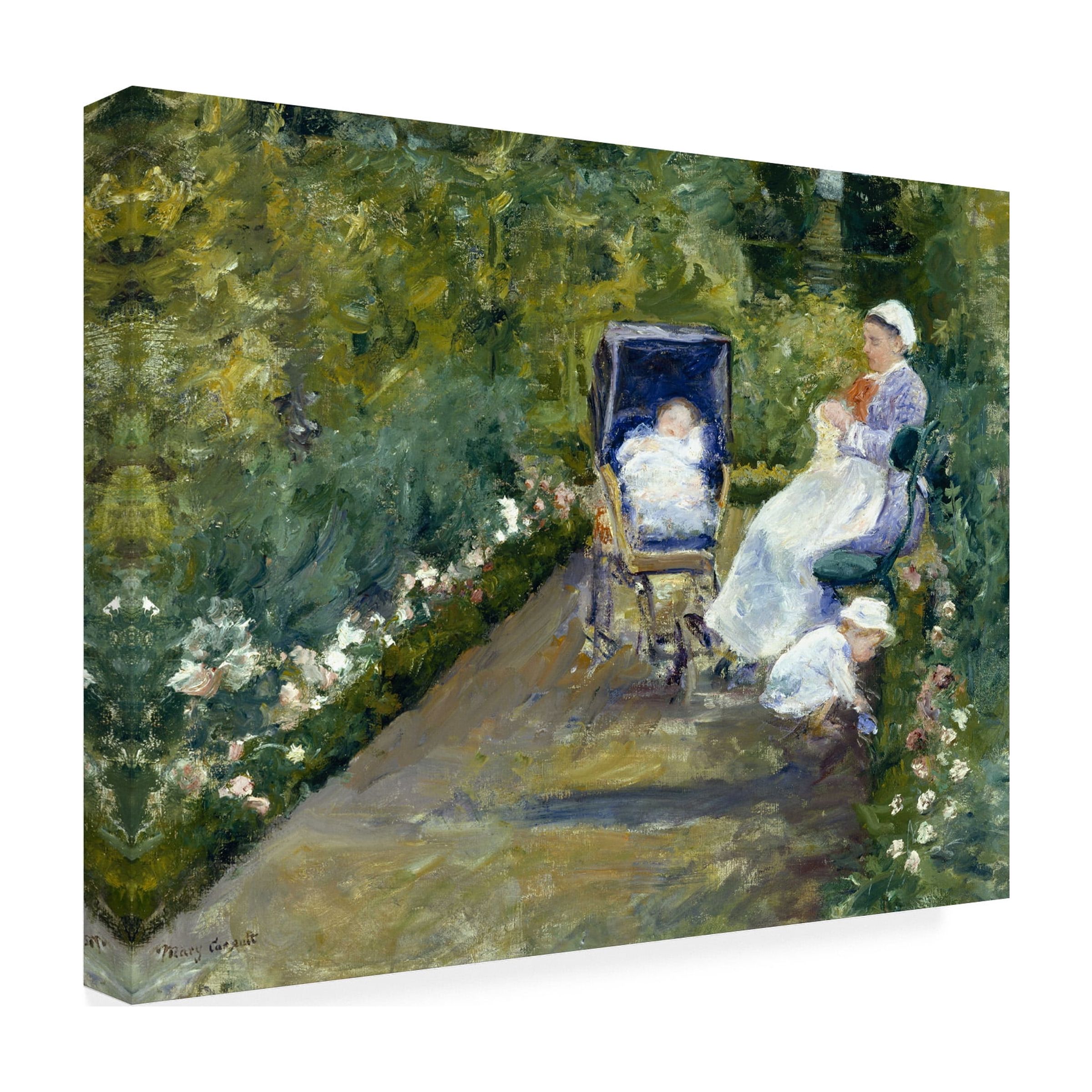 Cassatt 'Children In The Garden With Nanny' Canvas Art