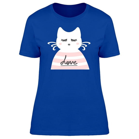 Cat Love Striped Cat T-Shirt Women -Image by Shutterstock, Female Large