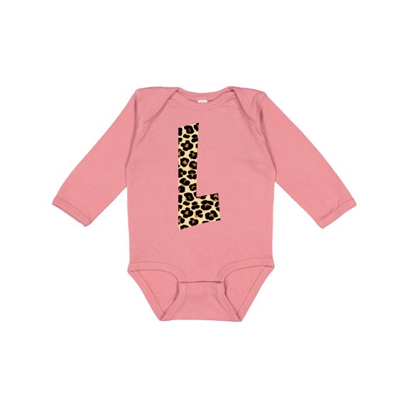 Inktastic Leopard Print Letter L Boys or Girls Long Sleeve Baby Bodysuit