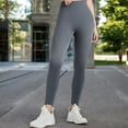 thumbnail image 5 of High Waist Ribbed Seamless Leggings with Sculpting Fit - Large, Gray, 5 of 6