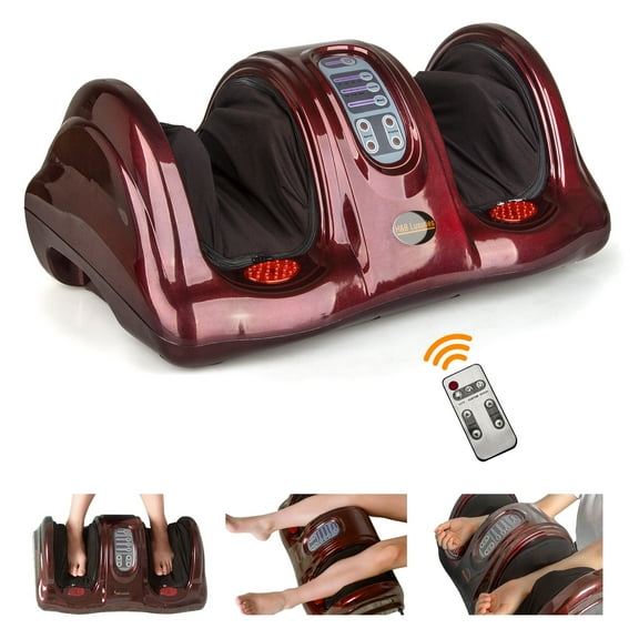 Electric Shiatsu Foot Massager for Pain Relief, Deep Kneading Rolling Feet and Calf Massager, Leg Circulation Machine for Plantar Fasciitis and Neuropathy, H&B Luxuries,Red
