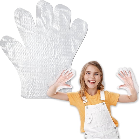 Allio Small Disposable Gloves - 100 Pcs Small Plastic PE Clear Durable Work for Cleaning Cooking Garden Craft
