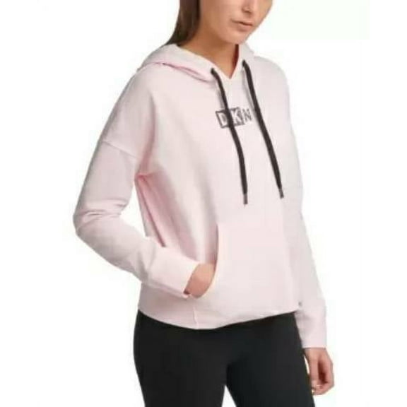 DKNY Sport Logo Hooded Cotton Sweatshirt Light Pink Size S MSRP $70