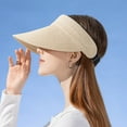 thumbnail image 2 of Ticikt Summer Wide Brim Straw Visor Sun Hat Beach Cap,Color:Beige, 2 of 4