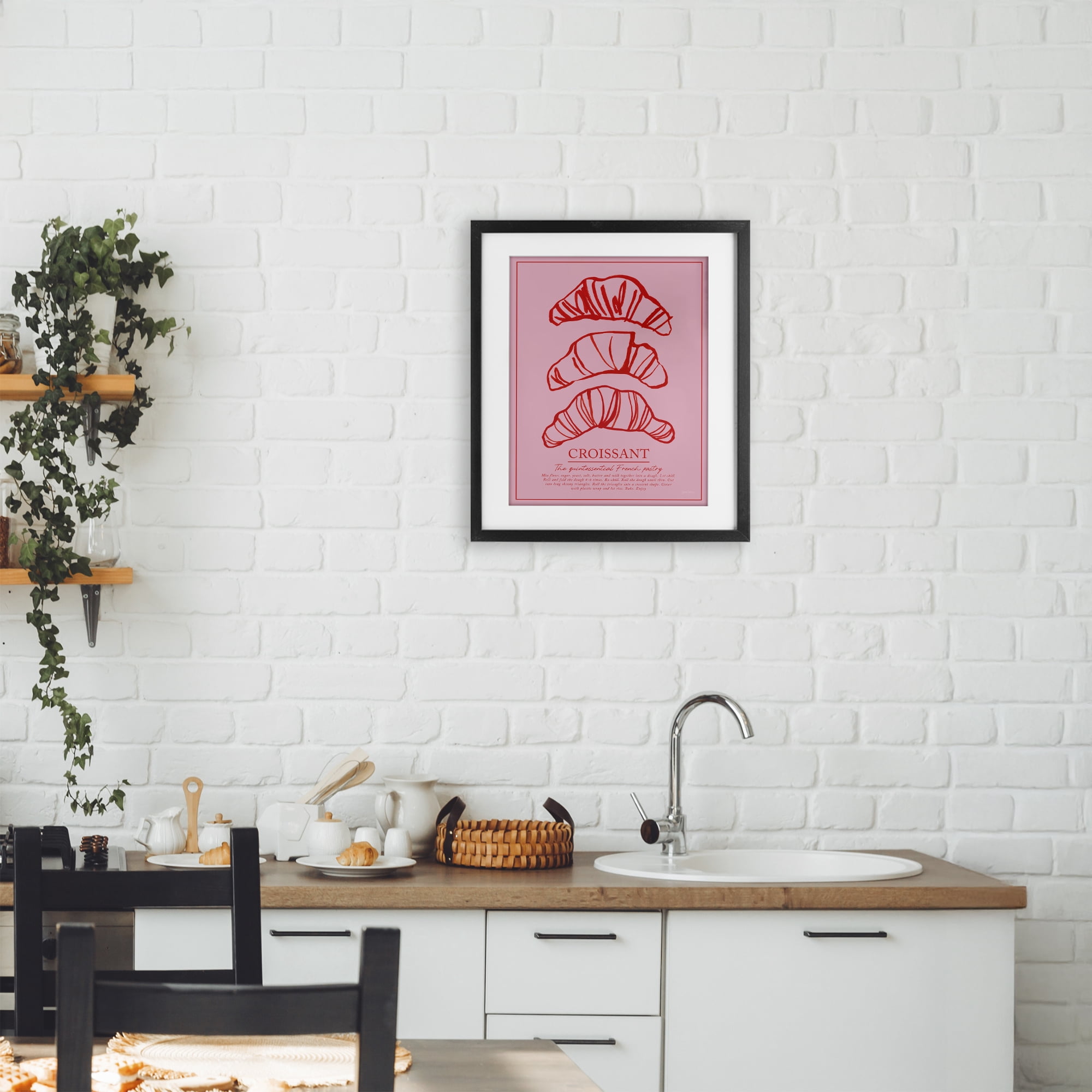 Stupell Industries Croissant Breakfast Pastry Black Framed Print Under Glass, design by Jenaya Jackson
