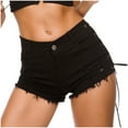 thumbnail image 2 of IROINNID Women's Summer Hollow Out Lace Up Nightclub Jeans Shorts, 2 of 6
