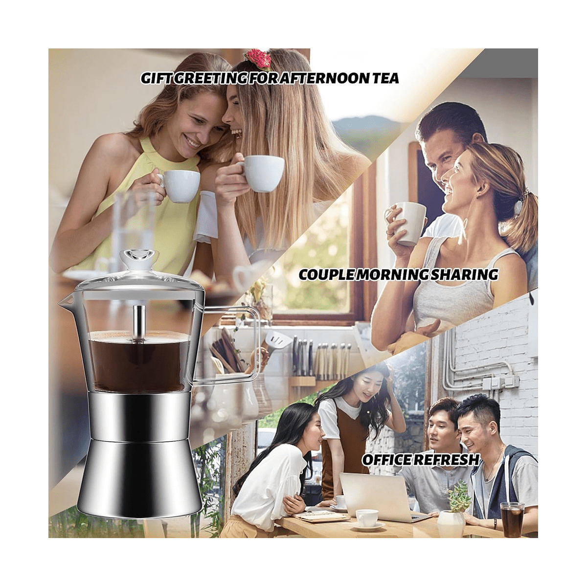  Liineparalle Stovetop Coffee Maker, Stainless Steel Moka Pot,  Classic Cafe Percolator Maker for 4 Cup Great Flavored Strong , Suitable  for Induction Cookers: Home & Kitchen
