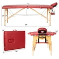thumbnail image 2 of Patiojoy Portable Massage Table Adjustable Spa Bed Wooden Legs with Face Cradle & Carry Case Red, 2 of 7