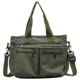 thumbnail image 1 of Bolso de mano de pana para mujer con múltiples bolsillos bolso de viaje con cremallera (verde), 1 of 9