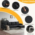 thumbnail image 4 of Couches for Living Room, Convertible Sectional Sofa Couch L Shaped Couch in Cotton with Reversible Chaise and Metal Legs, 4-seat Modular Sofa for Apartment, Small Space, Lounge, Black, 4 of 9