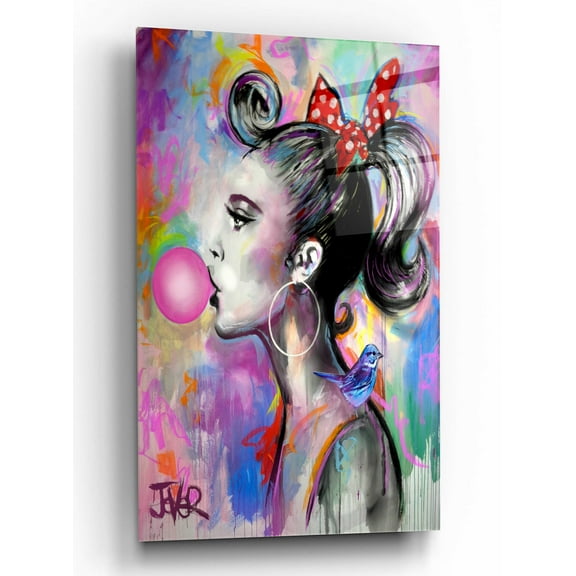 Epic Art 'Bubble Girl' by Loui Jover, Acrylic Glass Wall Art, 16"x24"