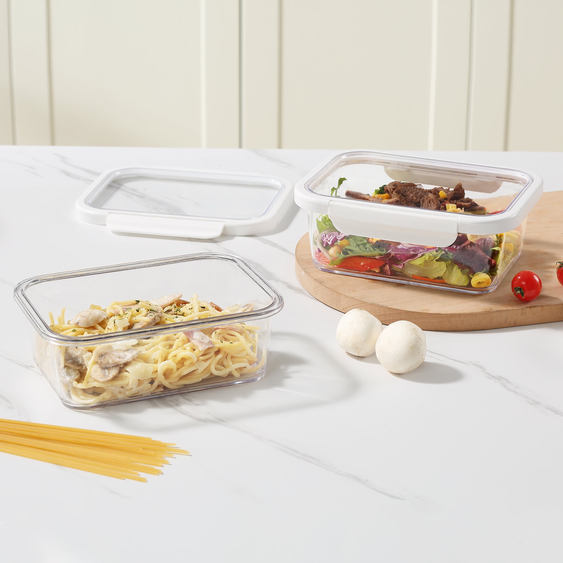 (2 pack) Better Homes & Gardens 4Cup Rectangle Tritan Food Storage Container with Tritan Lid. Set of 2, 4 Pieces, Made for Family Meals and Easy Serving